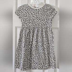 Black and White Leopard Print Kids Dress